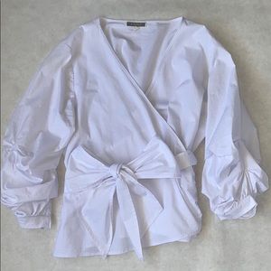 Pleione White Wrap Cropped Shirt